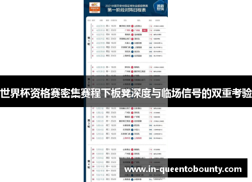 世界杯资格赛密集赛程下板凳深度与临场信号的双重考验 世界杯资格赛密集赛程下板凳深度与临场信号的双重考验